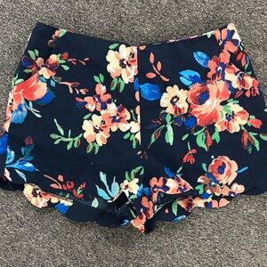Love Tree Navy Floral High Waist Shorts
